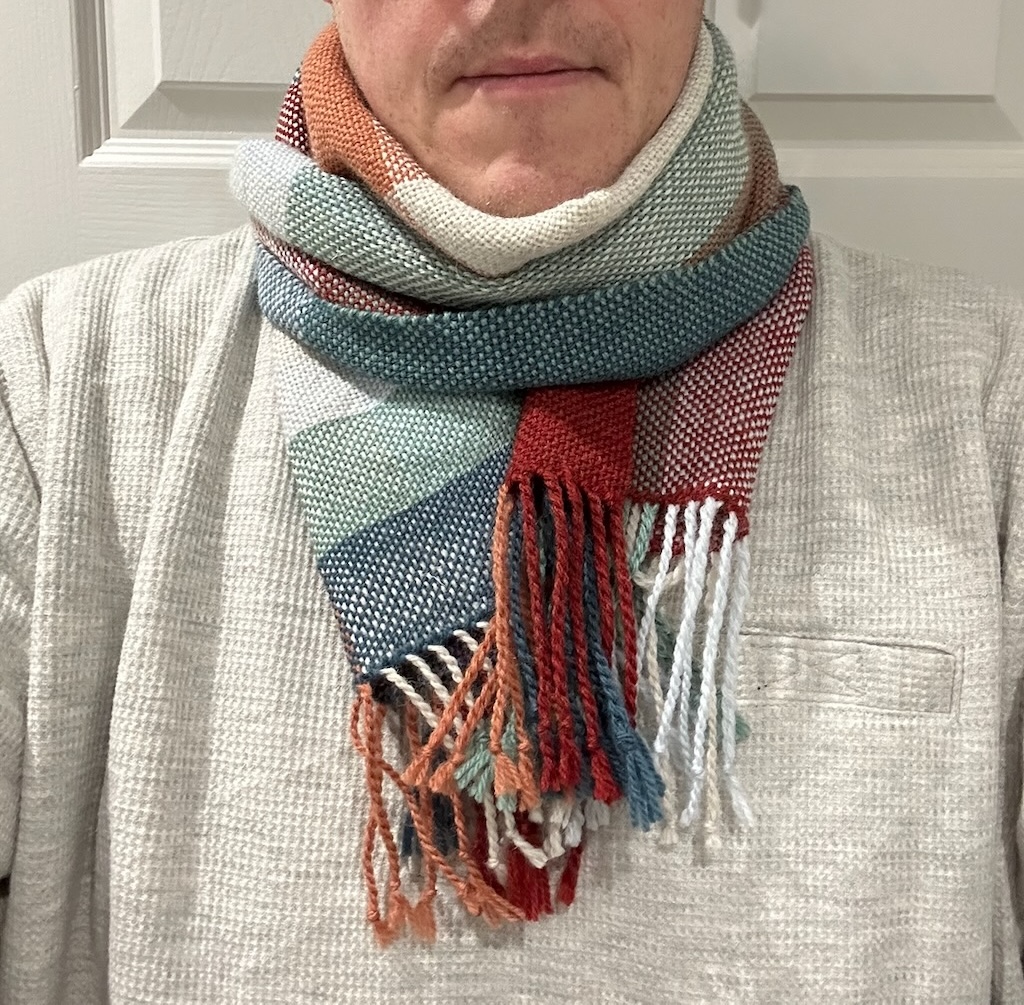 Redditch scarf being worn